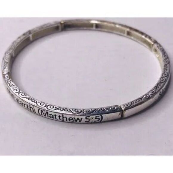 Bundle Sale 3 for $15 | Stackable Religious Stretch Bracelet Matthew 5:5 - Picture 3 of 11